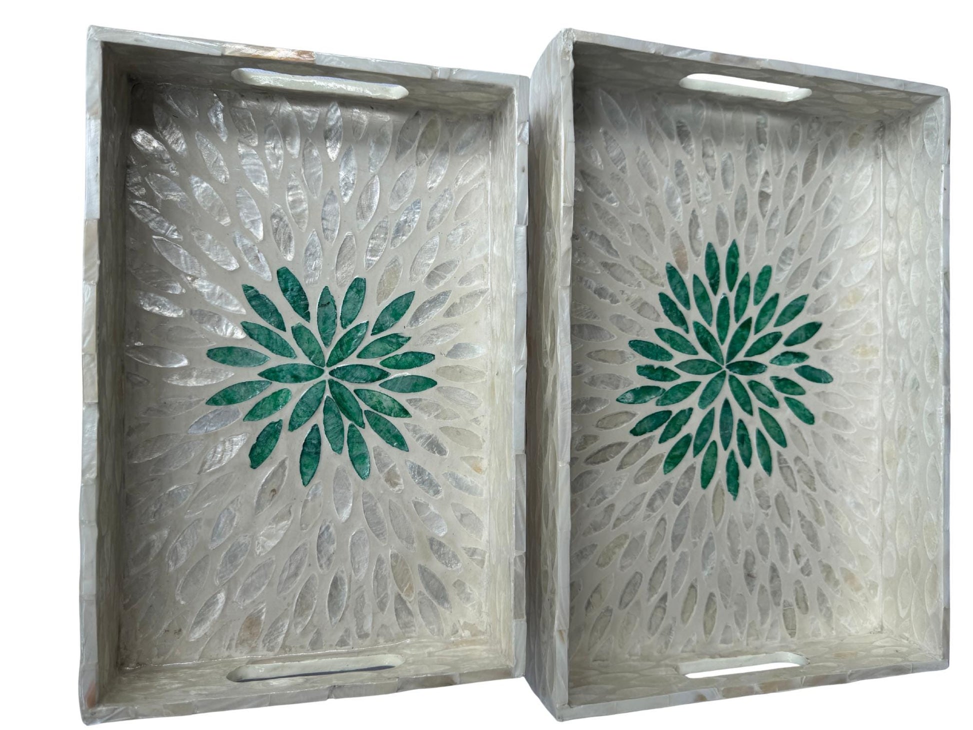 Mother of Pearl Rectangular Tray - Handmade Shell Inlay Serving Tray, Decorative Coffee Table Tray, Vanity Organizer, Housewarming Gift 47