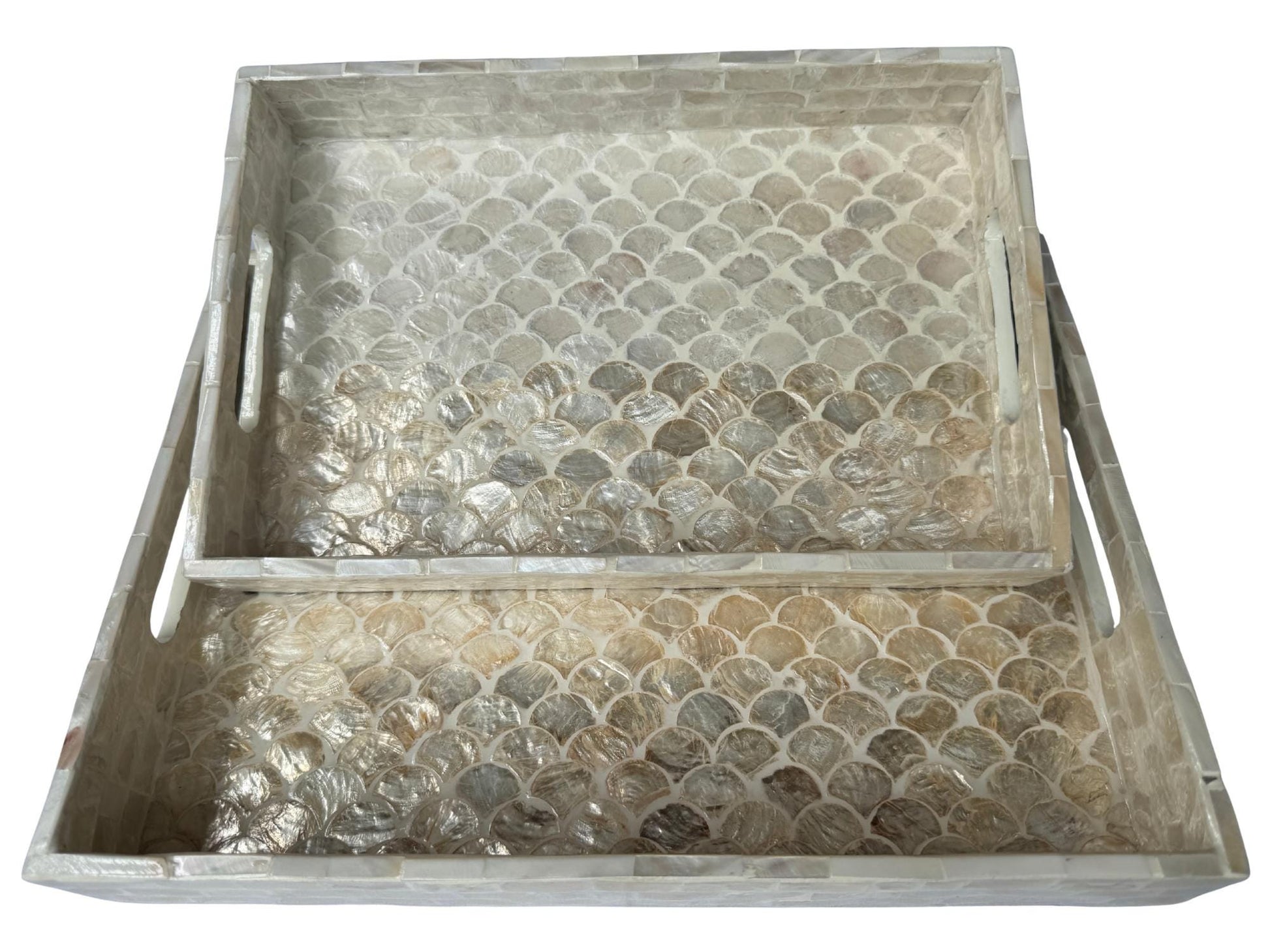 Mother of Pearl Rectangular Tray - Handmade Shell Inlay Serving Tray, Decorative Coffee Table Tray, Vanity Organizer, Housewarming Gift 48