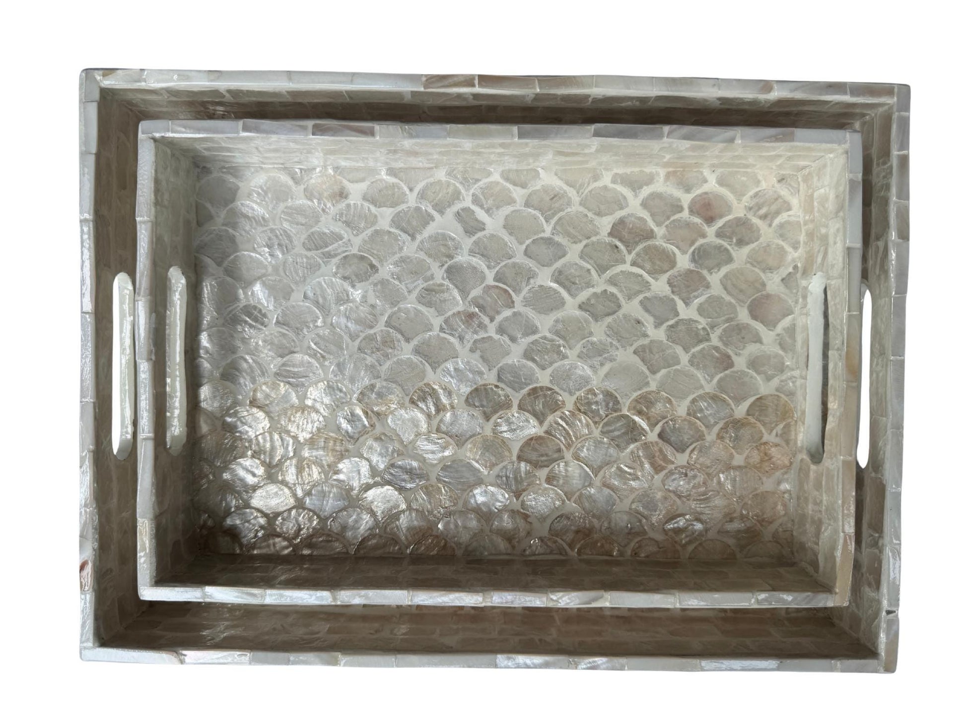 Mother of Pearl Rectangular Tray - Handmade Shell Inlay Serving Tray, Decorative Coffee Table Tray, Vanity Organizer, Housewarming Gift 48