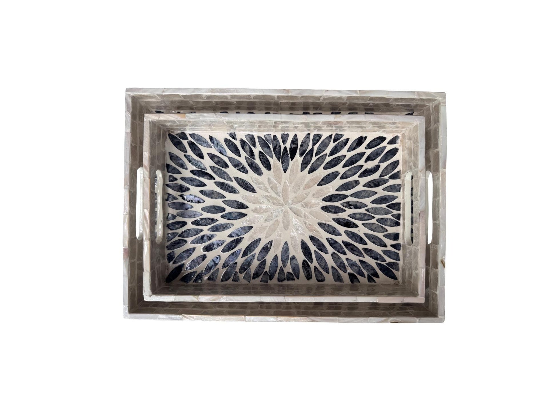 Mother of Pearl Rectangular Tray - Handmade Shell Inlay Serving Tray, Decorative Coffee Table Tray, Vanity Organizer, Housewarming Gift 145