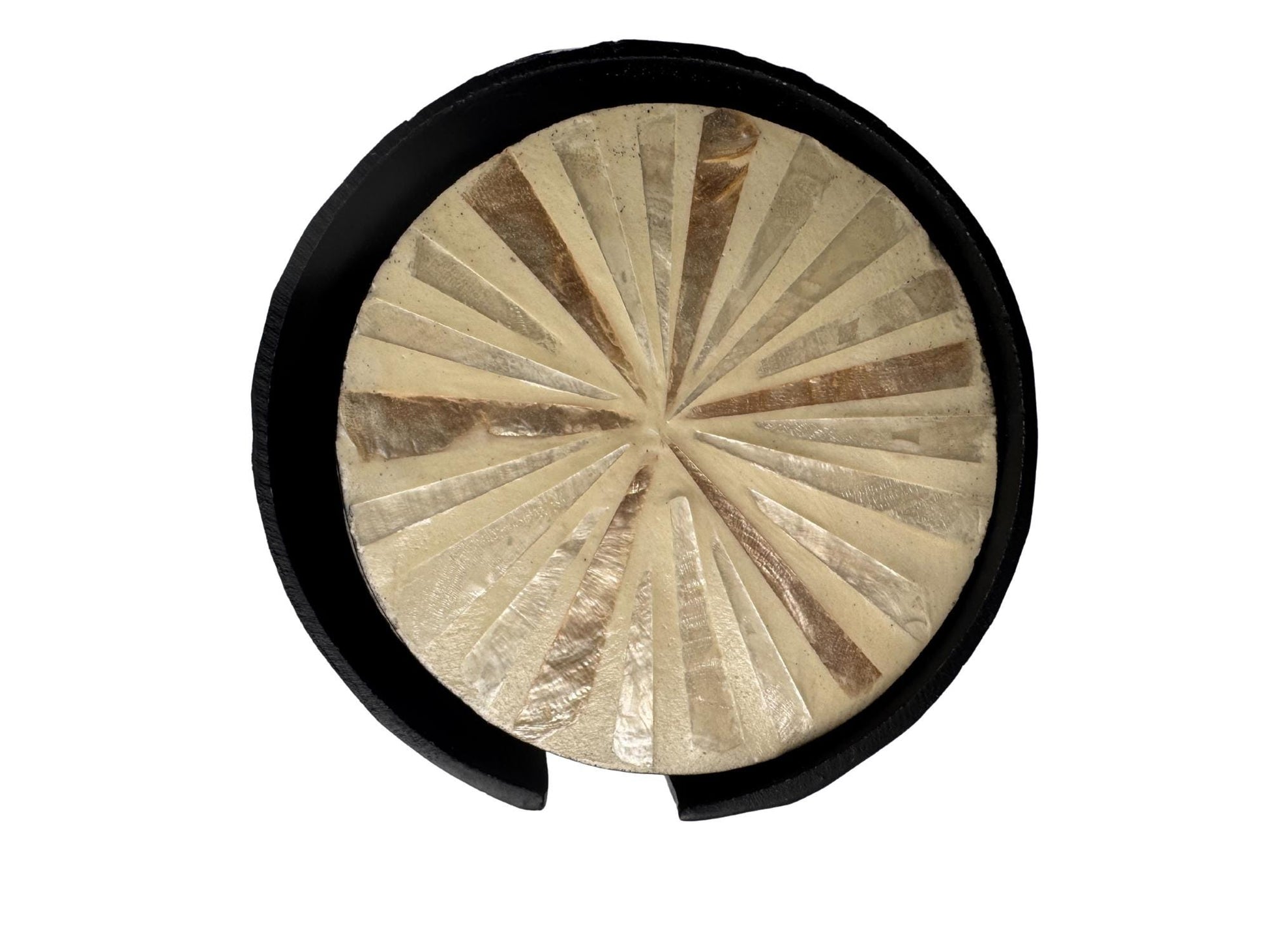 Mother of Pearl Round Coaster Set with Holder - Handmade Shell Drink Coasters, Decorative Table Coasters, Unique Gift Set 14