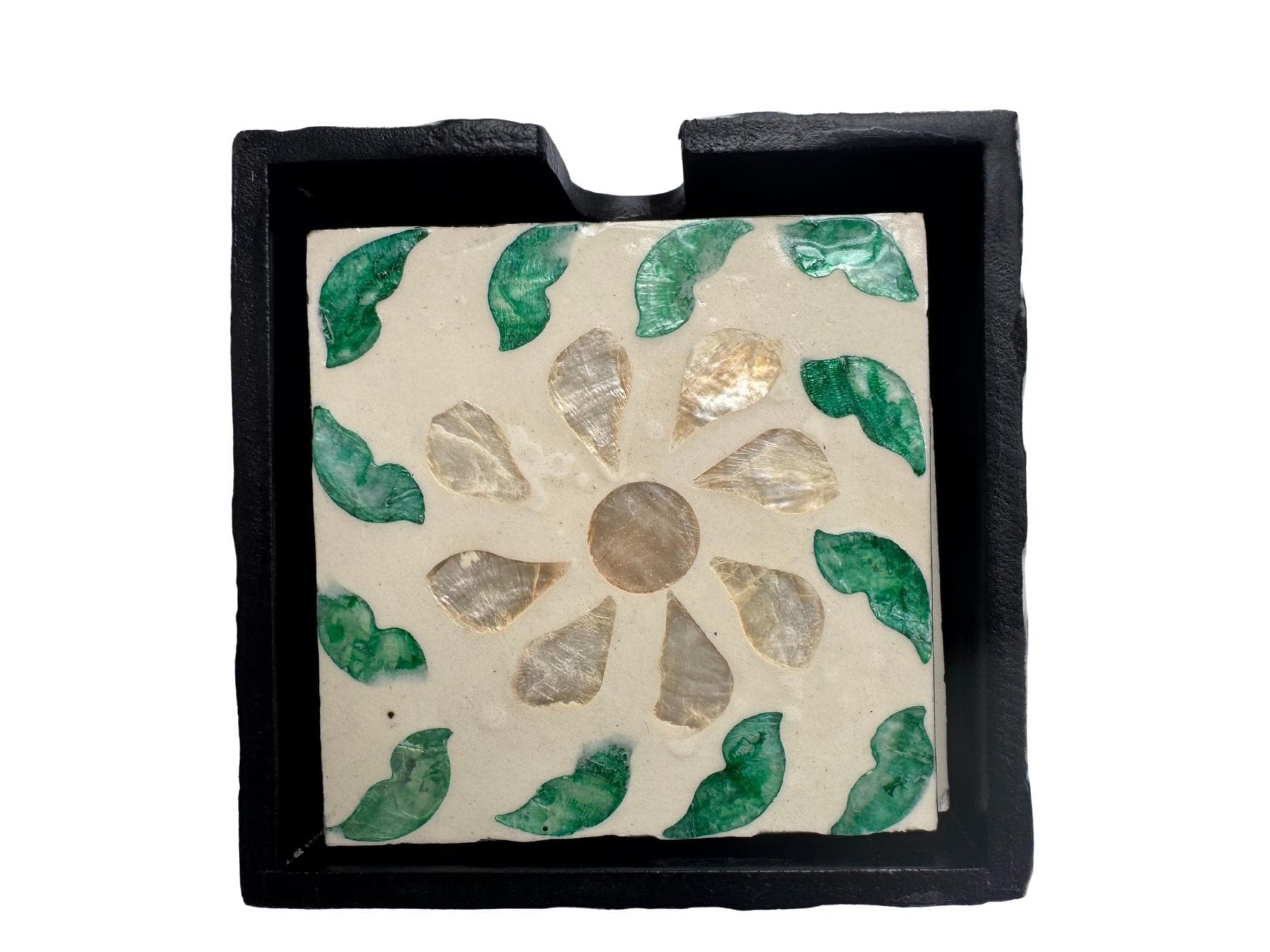 Mother of Pearl Square Coaster Set with Holder - Handmade Shell Drink Coasters, Natural Mother of Pearl Table Decor, Housewarming Gift 5