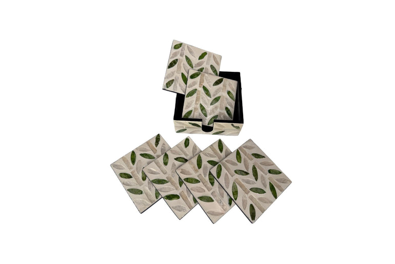 Mother of Pearl Square Coaster Set with Holder - Handmade Shell Drink Coasters, Natural Mother of Pearl Table Decor, Housewarming Gift 3