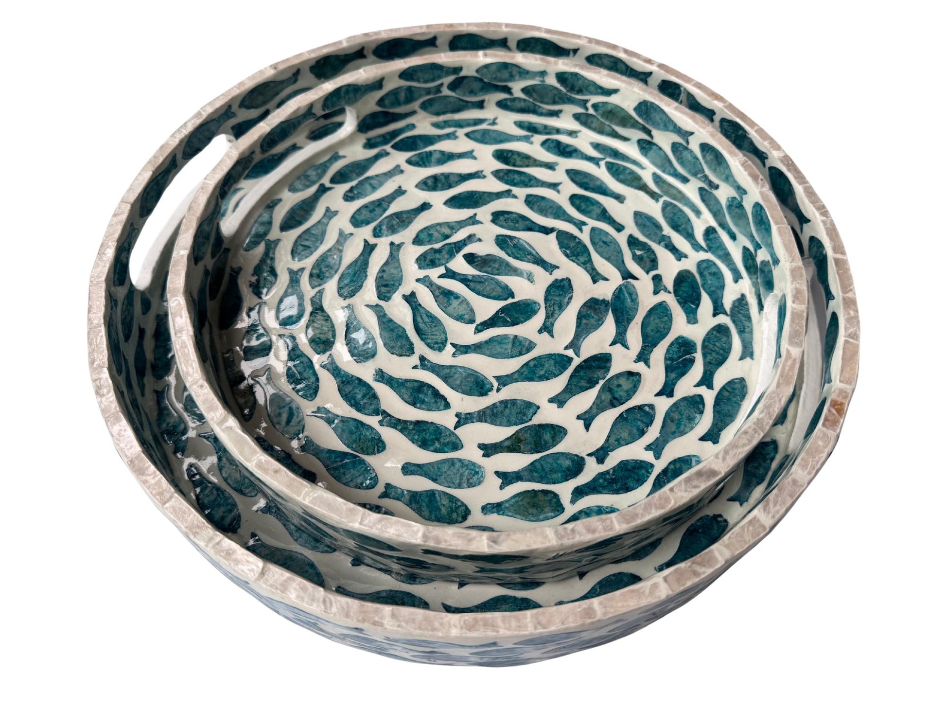 Handmade Round Shell Inlay Tray – Mother of Pearl Decorative Serving Tray, Elegant Coffee Table Organizer, Luxury Vanity Tray, Gift Idea
