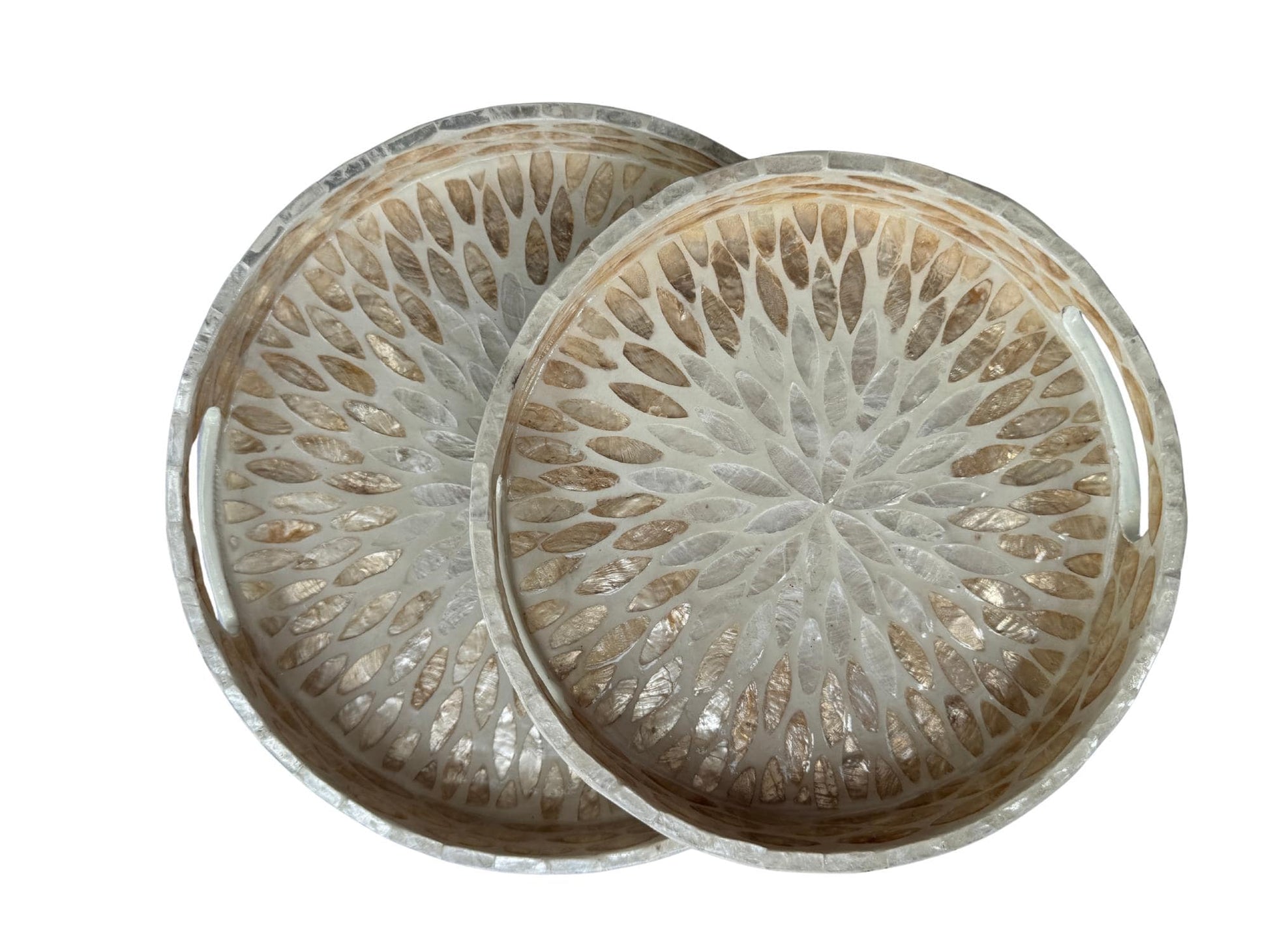 Handmade Round Shell Inlay Tray – Mother of Pearl Decorative Serving Tray, Elegant Coffee Table Organizer, Luxury Vanity Tray, Gift Idea