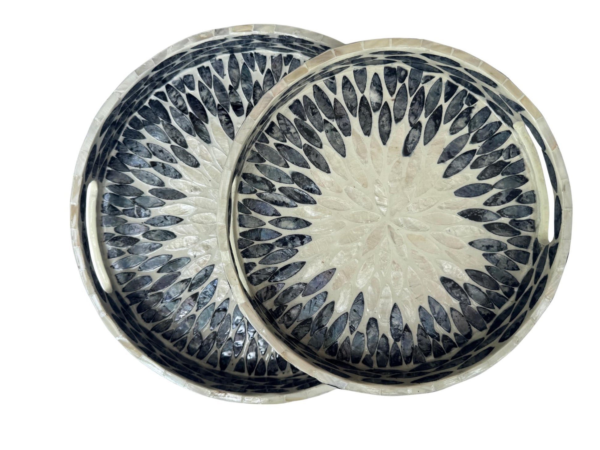 Handmade Round Shell Inlay Tray – Mother of Pearl Decorative Serving Tray, Elegant Coffee Table Organizer, Luxury Vanity Tray, Gift Idea