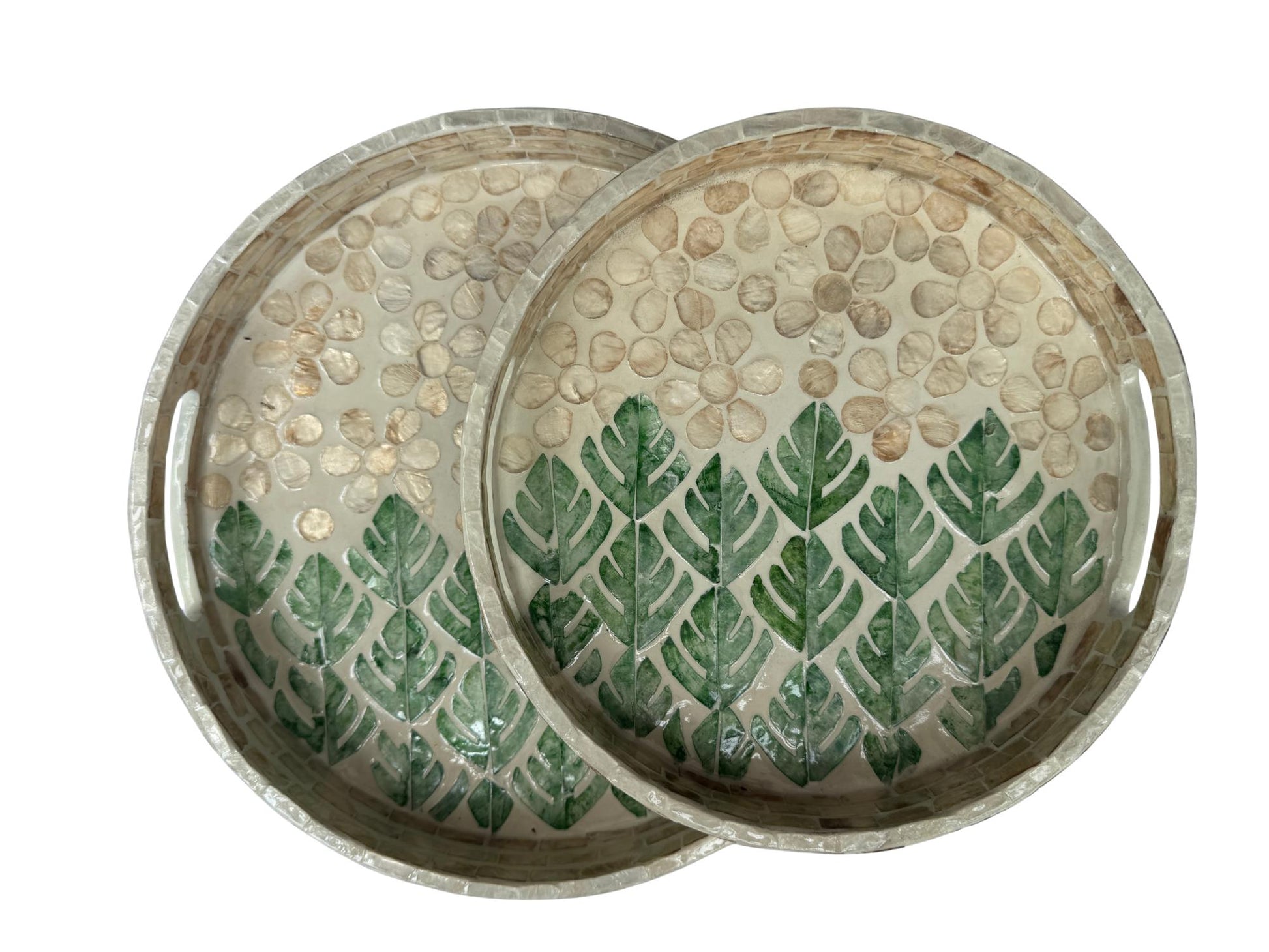 Handmade Round Shell Inlay Tray – Mother of Pearl Decorative Serving Tray, Elegant Coffee Table Organizer, Luxury Vanity Tray, Gift Idea