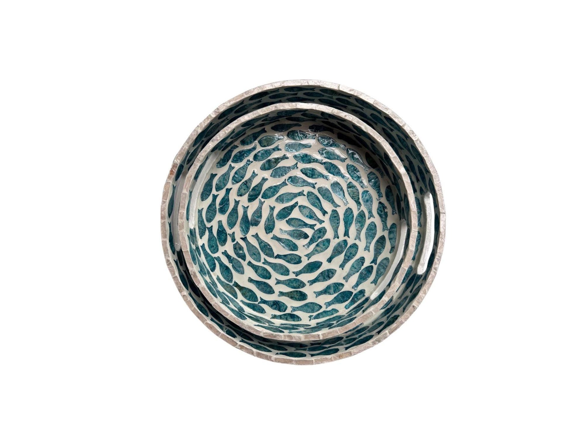 Handmade Round Shell Inlay Tray – Mother of Pearl Decorative Serving Tray, Elegant Coffee Table Organizer, Luxury Vanity Tray, Gift Idea