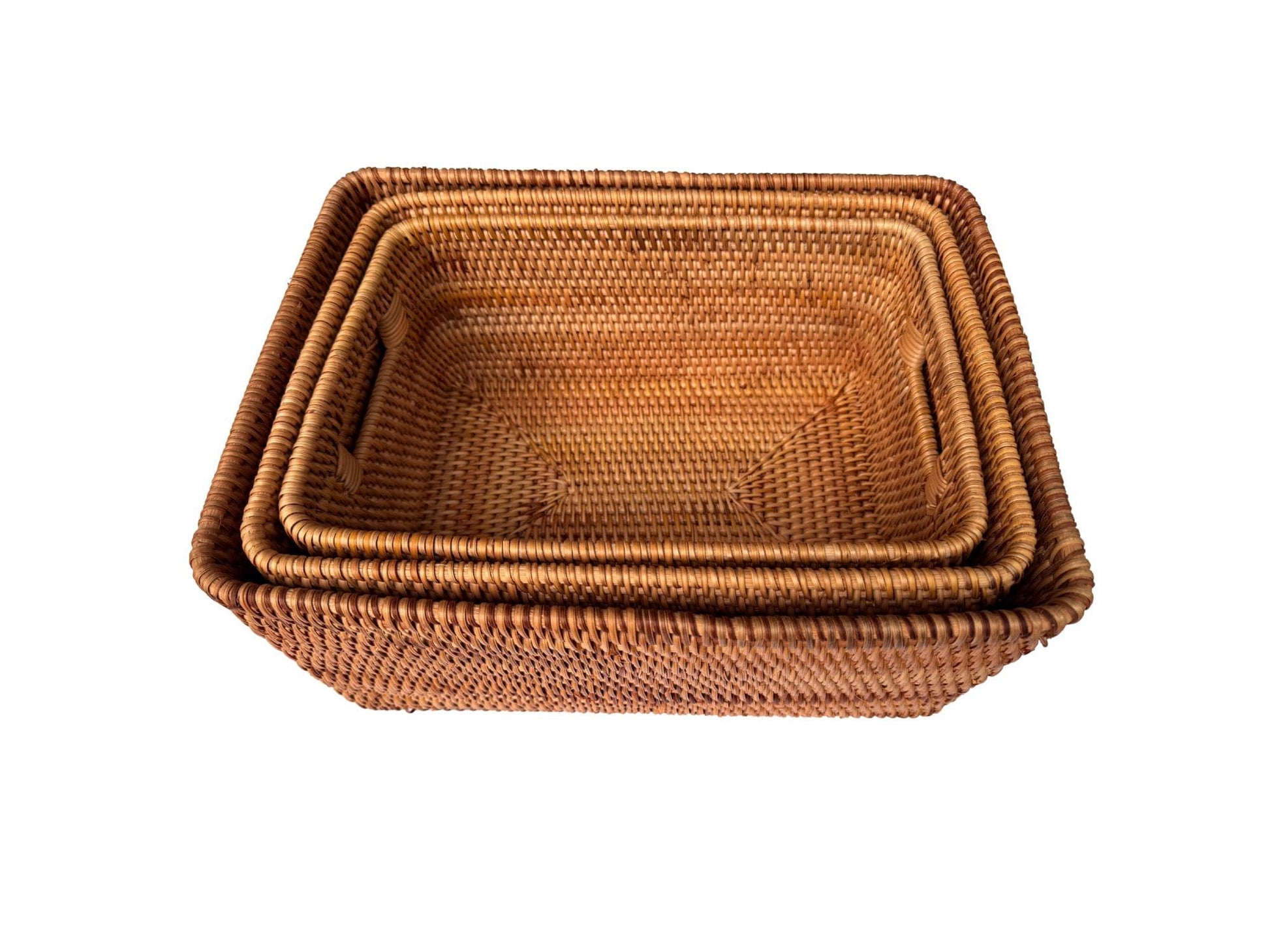 Rectangular Rattan Storage Basket, Handwoven Natural Wicker Basket for Kitchen Counter, Fruit Bread Basket, Rustic Home Decor Gift 171