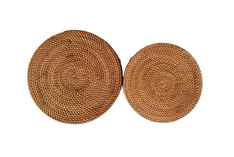 Round Rattan Serving Tray, Handwoven Natural Rattan Tray for Kitchen Table, Fruit Bread Display Tray,Rustic Home Decor Gift,Handmade Vietnam
