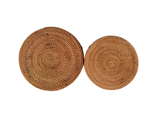 Round Rattan Serving Tray, Handwoven Natural Rattan Tray for Kitchen Table, Fruit Bread Display Tray,Rustic Home Decor Gift,Handmade Vietnam