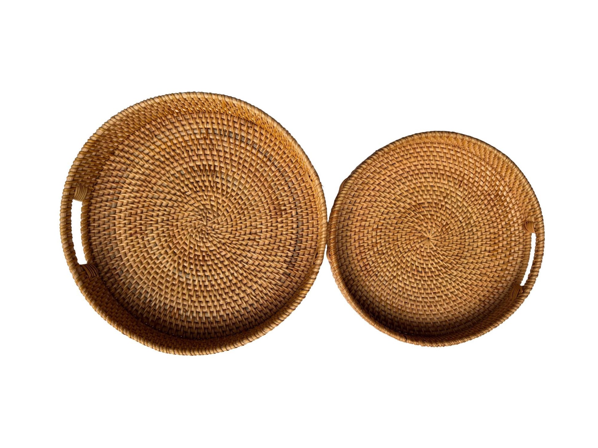 Round Rattan Serving Tray, Handwoven Natural Rattan Tray for Kitchen Table, Fruit Bread Display Tray,Rustic Home Decor Gift,Handmade Vietnam