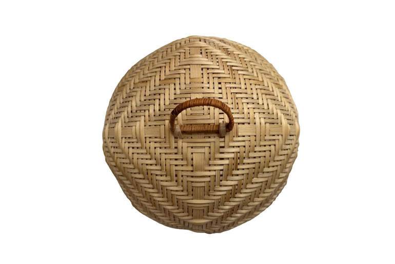 Round Bamboo Food Cover Dome, Handwoven Bamboo Dish Cover for Kitchen Table, Natural Food Protector for Fruit & Meals 12 Inch