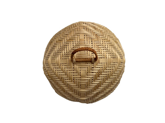 Round Bamboo Food Cover Dome, Handwoven Bamboo Dish Cover for Kitchen Table, Natural Food Protector for Fruit & Meals 12 Inch