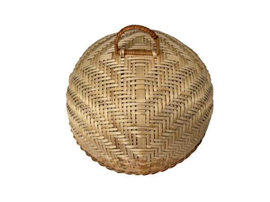 Round Bamboo Food Cover Dome, Handwoven Bamboo Dish Cover for Kitchen Table, Natural Food Protector for Fruit & Meals 12 Inch